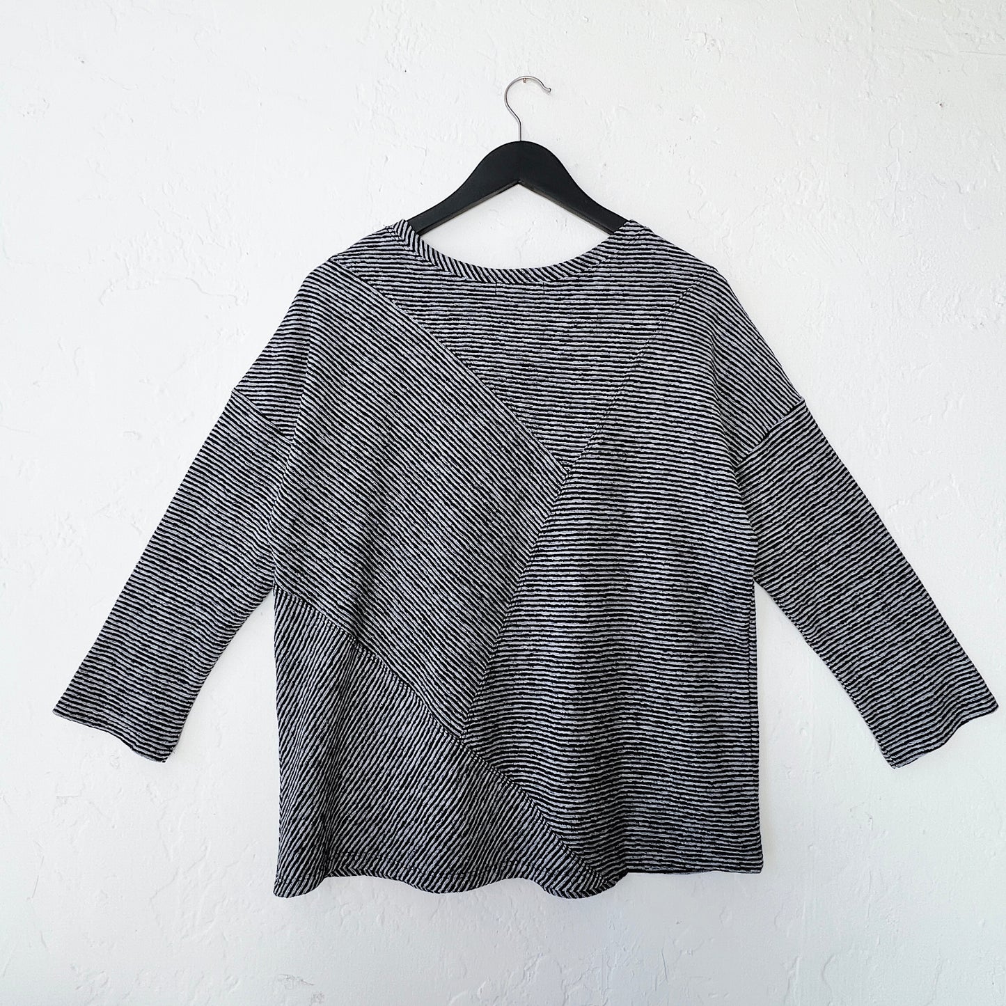 Pasadena Knit Pacific Stripe Seamed Top in Black