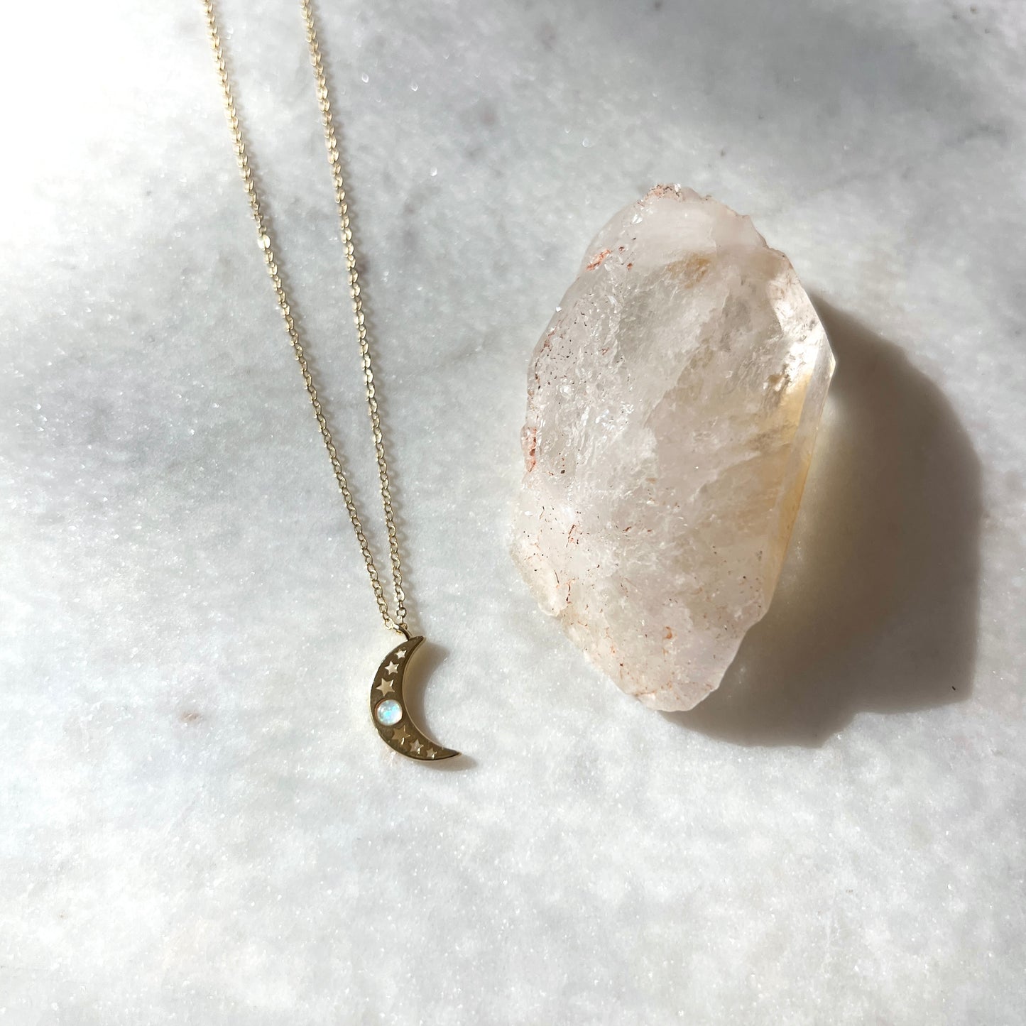 Opal Crescent Moon Necklace