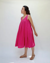 Load image into Gallery viewer, Yuvita | Front Pleat Shift Dress in Magenta

