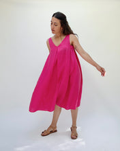 Load image into Gallery viewer, Yuvita | Front Pleat Shift Dress in Magenta
