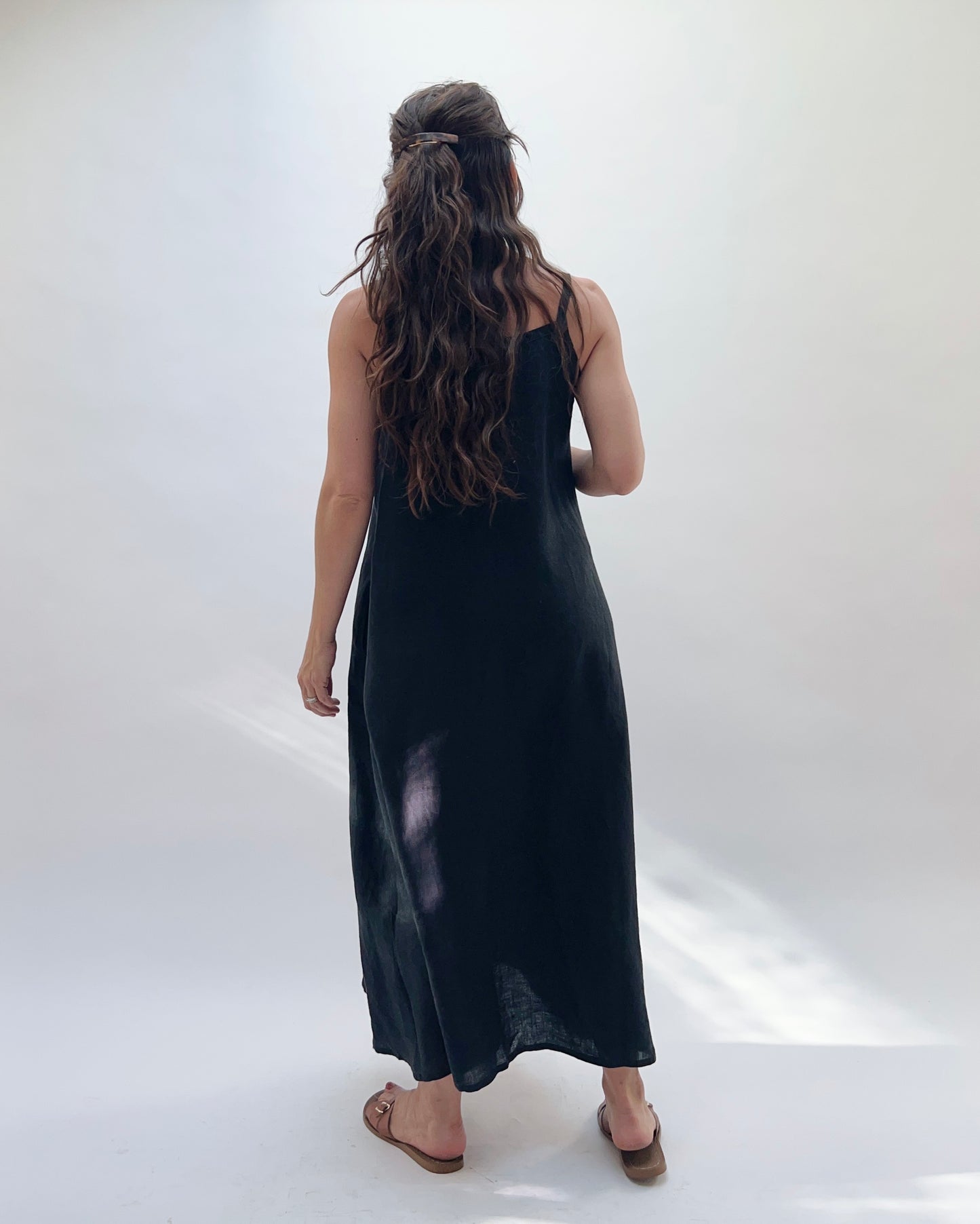 Button Front Dress in Black