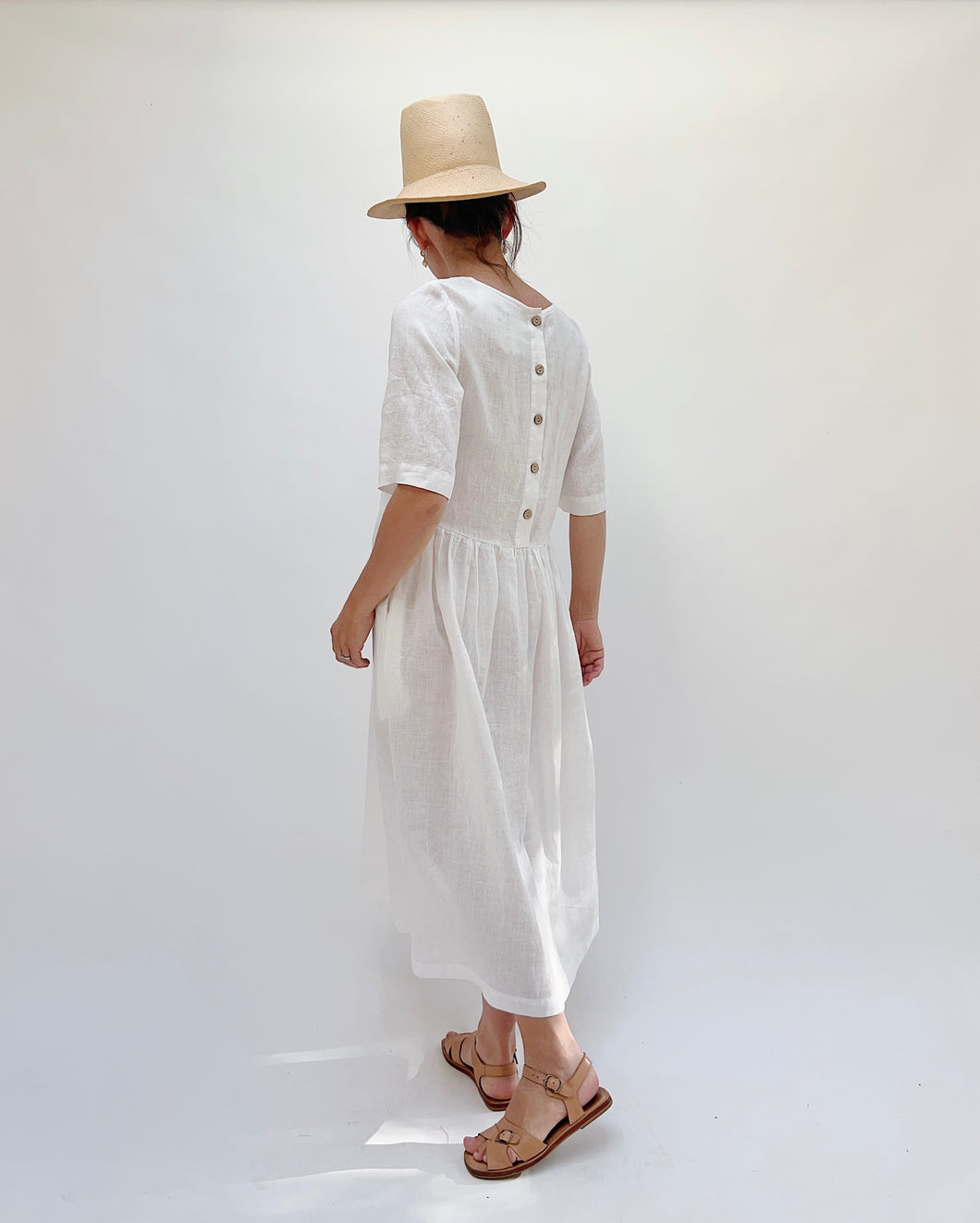 Yuvita | Pintuck Pleat Dress in White