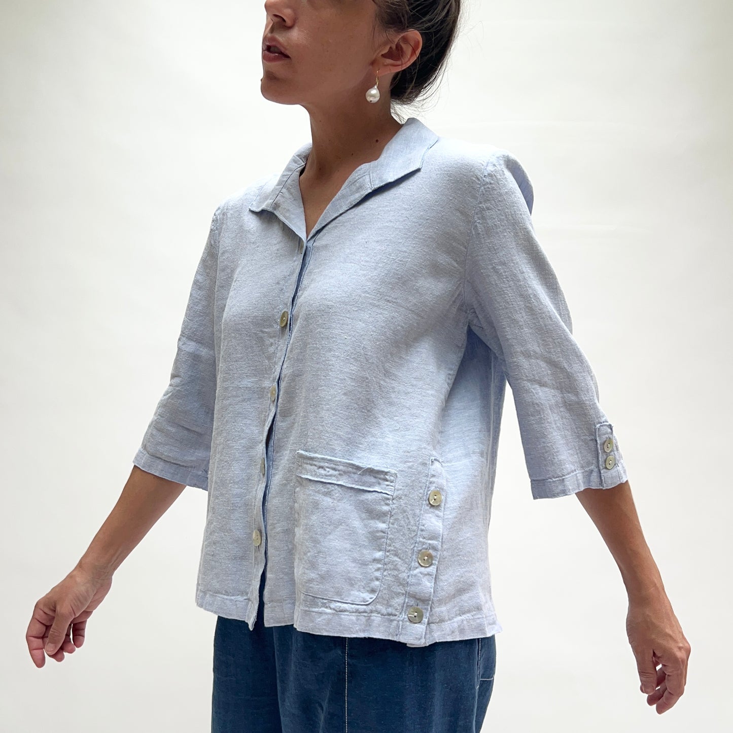 Linen Camp Shirt in Cornflower