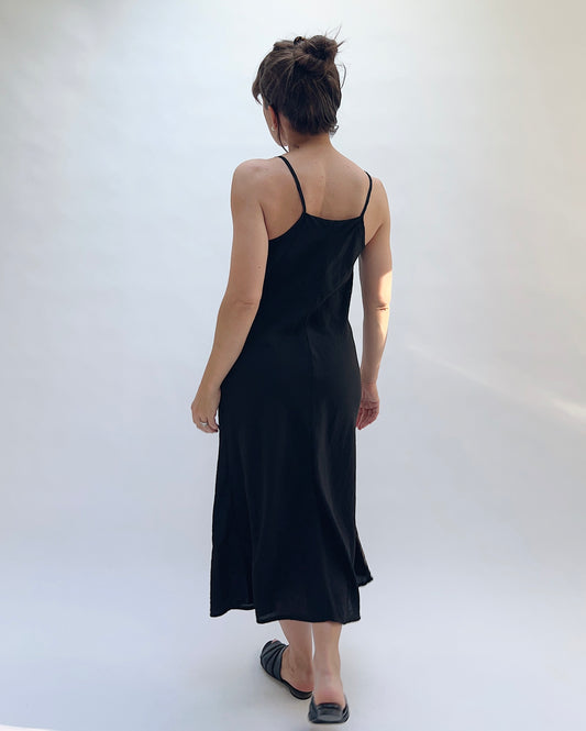 Parachute Bias Cami Dress in Black