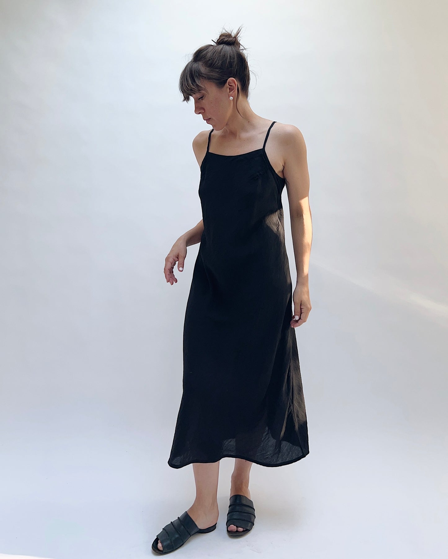 Parachute Bias Cami Dress in Black
