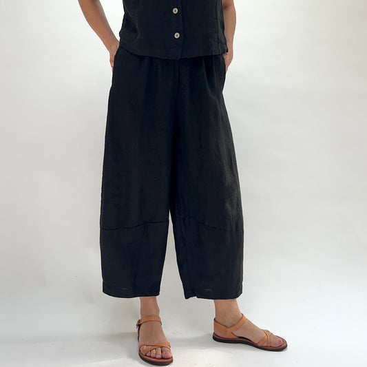Hanky Linen Lantern Pant in Black