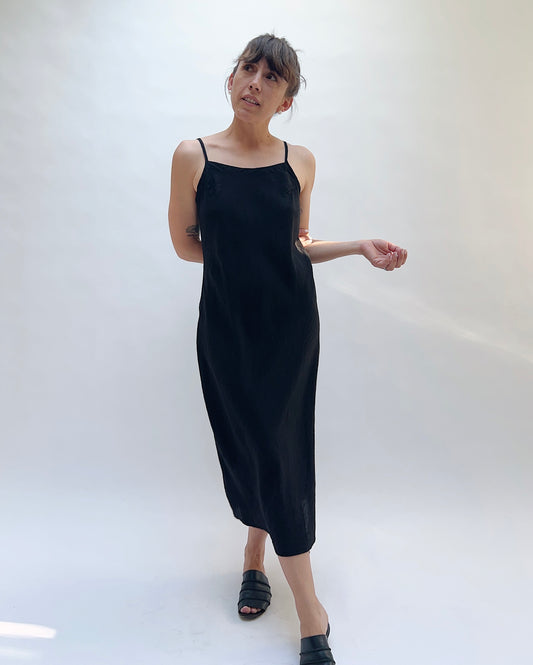 Parachute Bias Cami Dress in Black