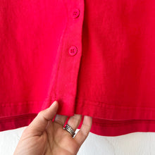 Load image into Gallery viewer, Pacific Cotton | Long Sleeve Button Front Crop V-Neck in Kirsch
