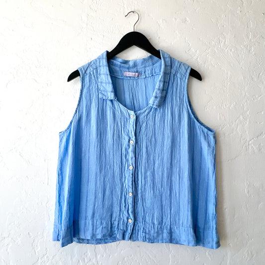 Sleeveless Shirt in Blue Stripe