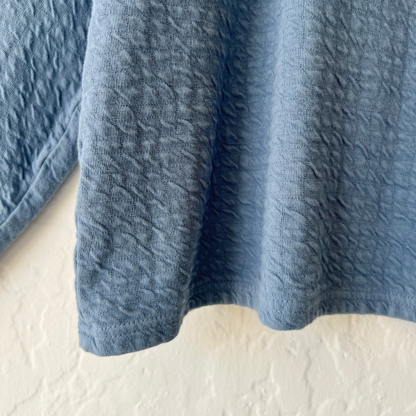 Pucker Doublecloth Mock Neck Top in Tidal