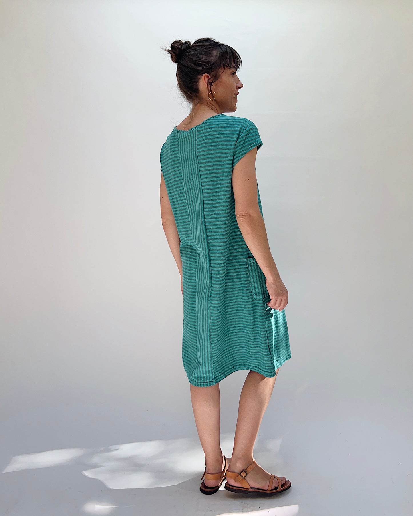 T-Shirt Dress in Fountain & Riviera Stripes