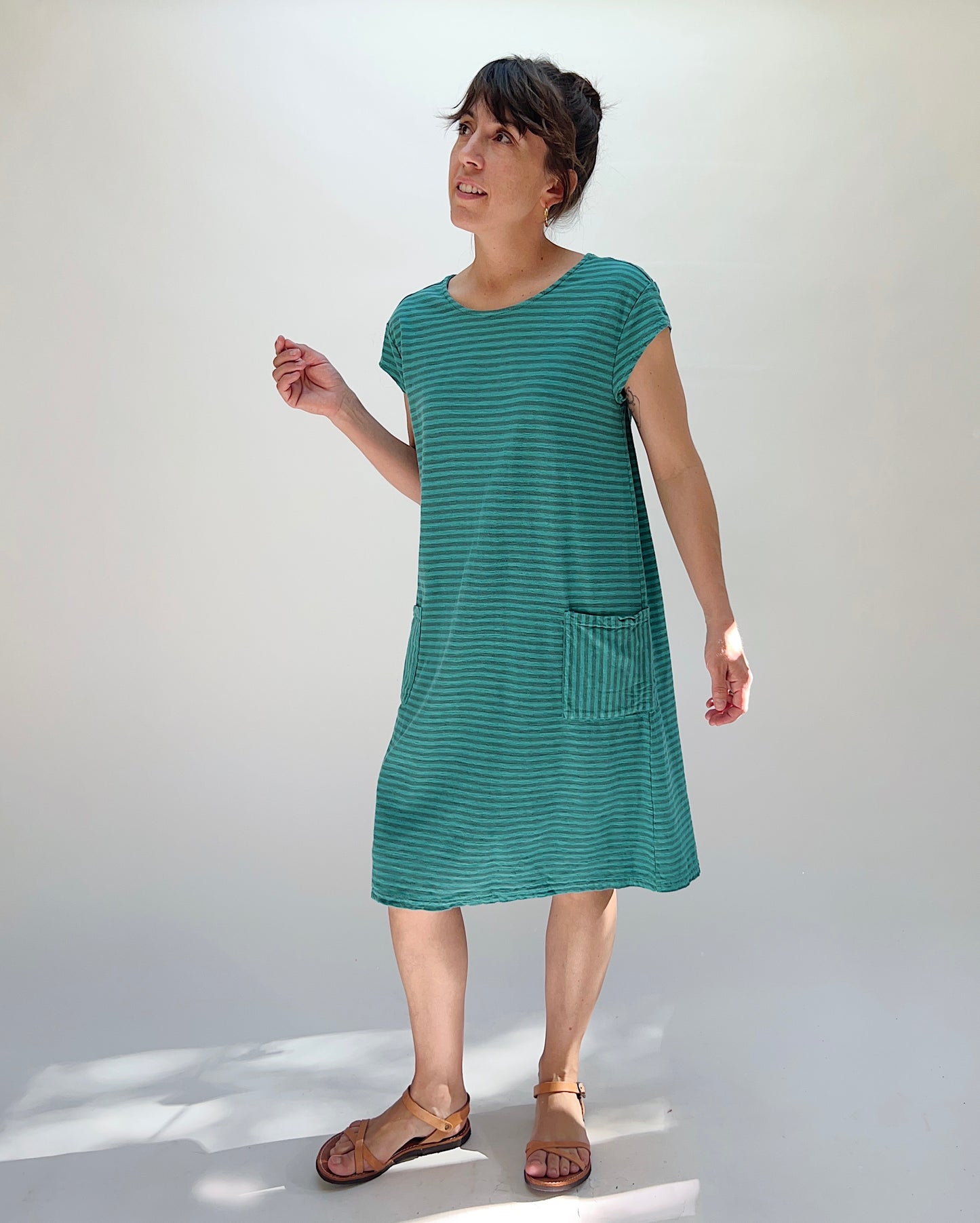 T-Shirt Dress in Fountain & Riviera Stripes