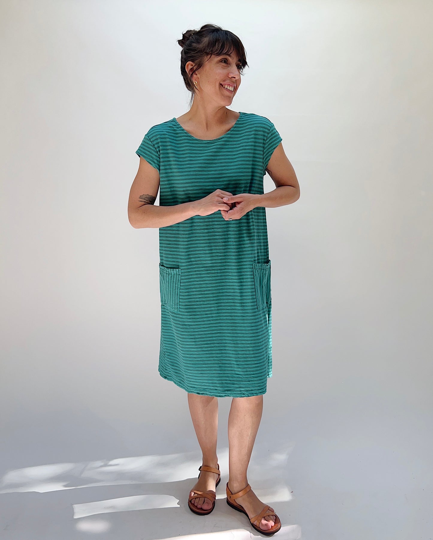 T-Shirt Dress in Fountain & Riviera Stripes