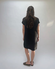 Load image into Gallery viewer, Cut Loose | Linen Drop Shoulder Shift Dress in Black
