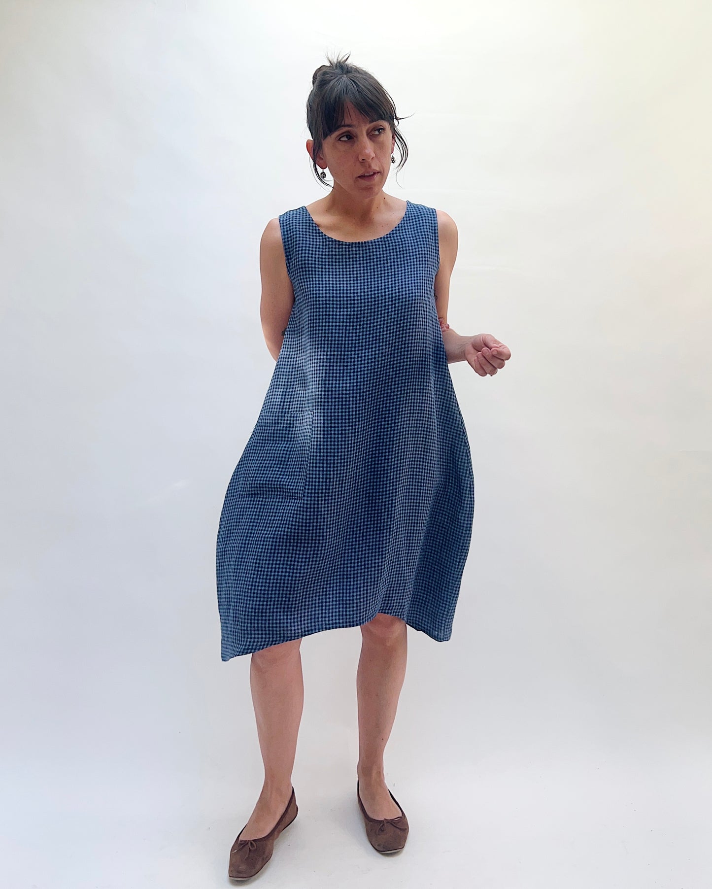 Linen Mini Check Dress