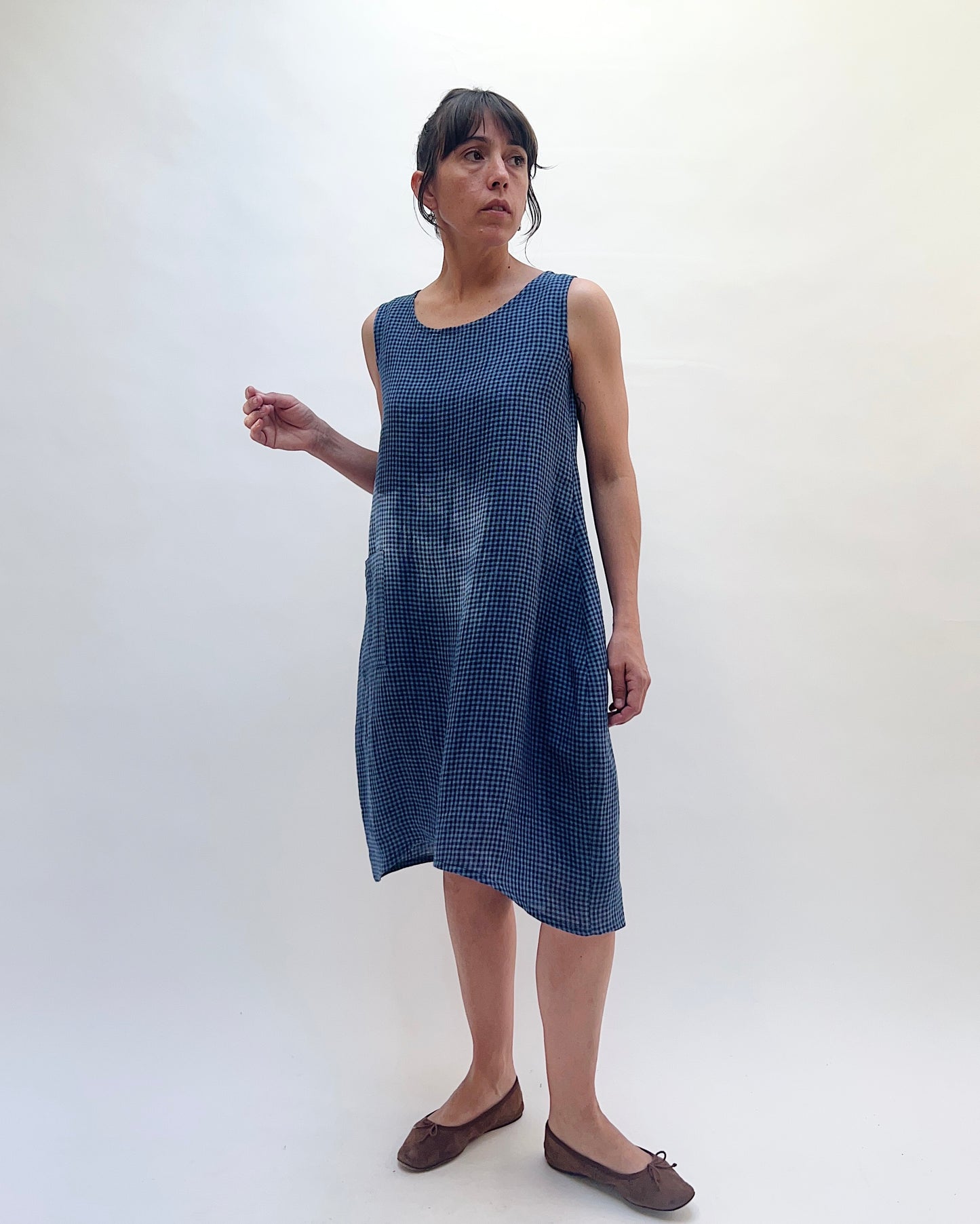Linen Mini Check Dress
