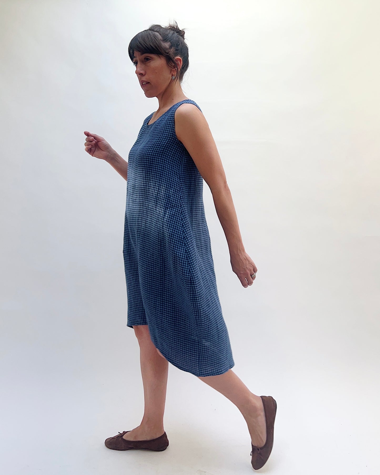 Linen Mini Check Dress
