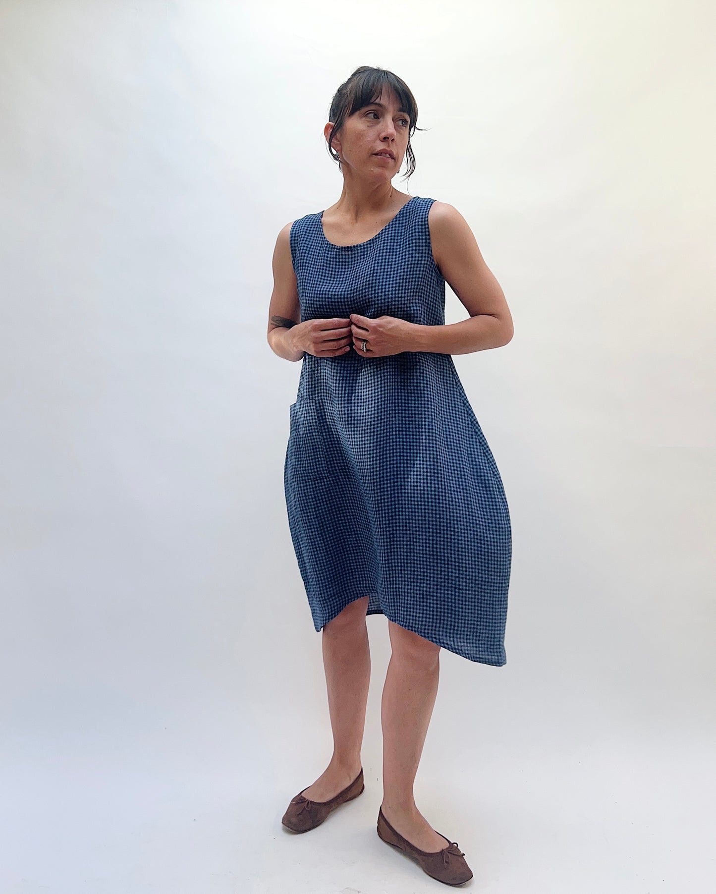 Linen Mini Check Dress