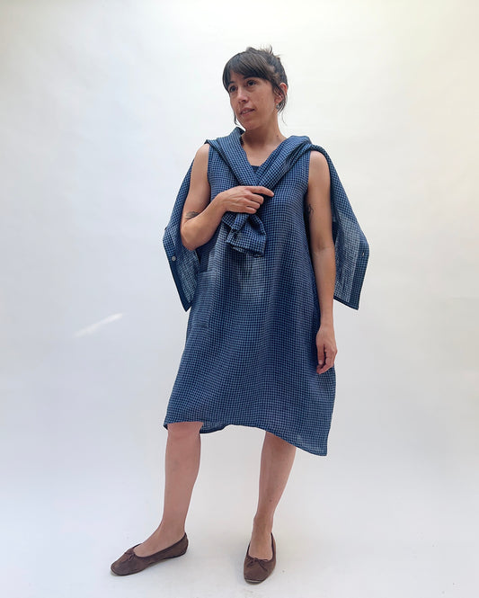 Linen Mini Check Dress