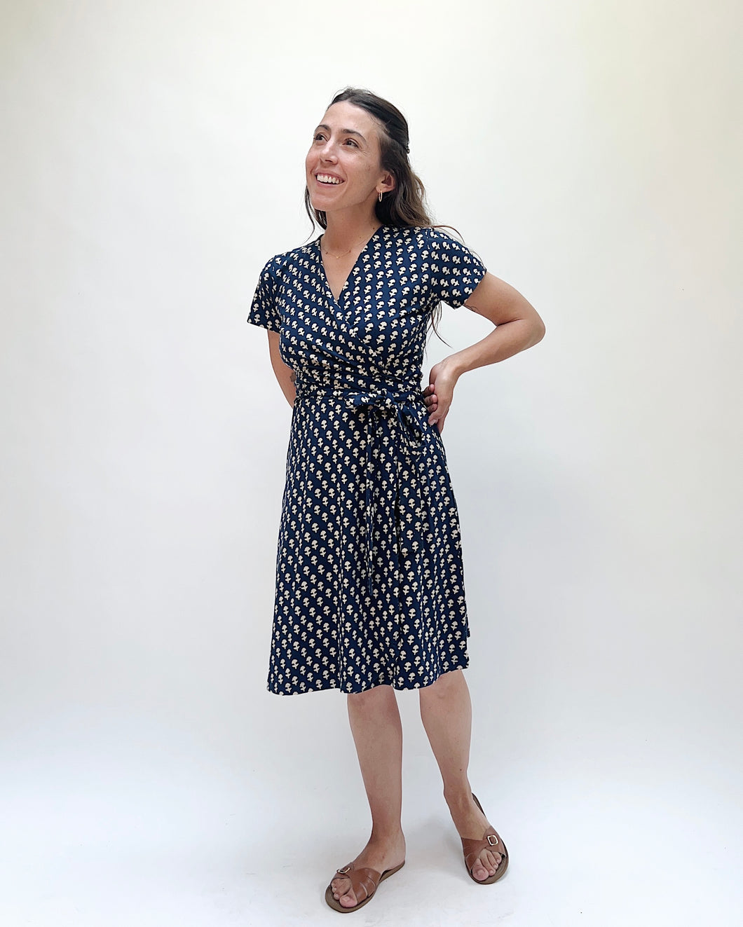 Mata Traders | Katie Wrap Dress in Micro Floral Navy