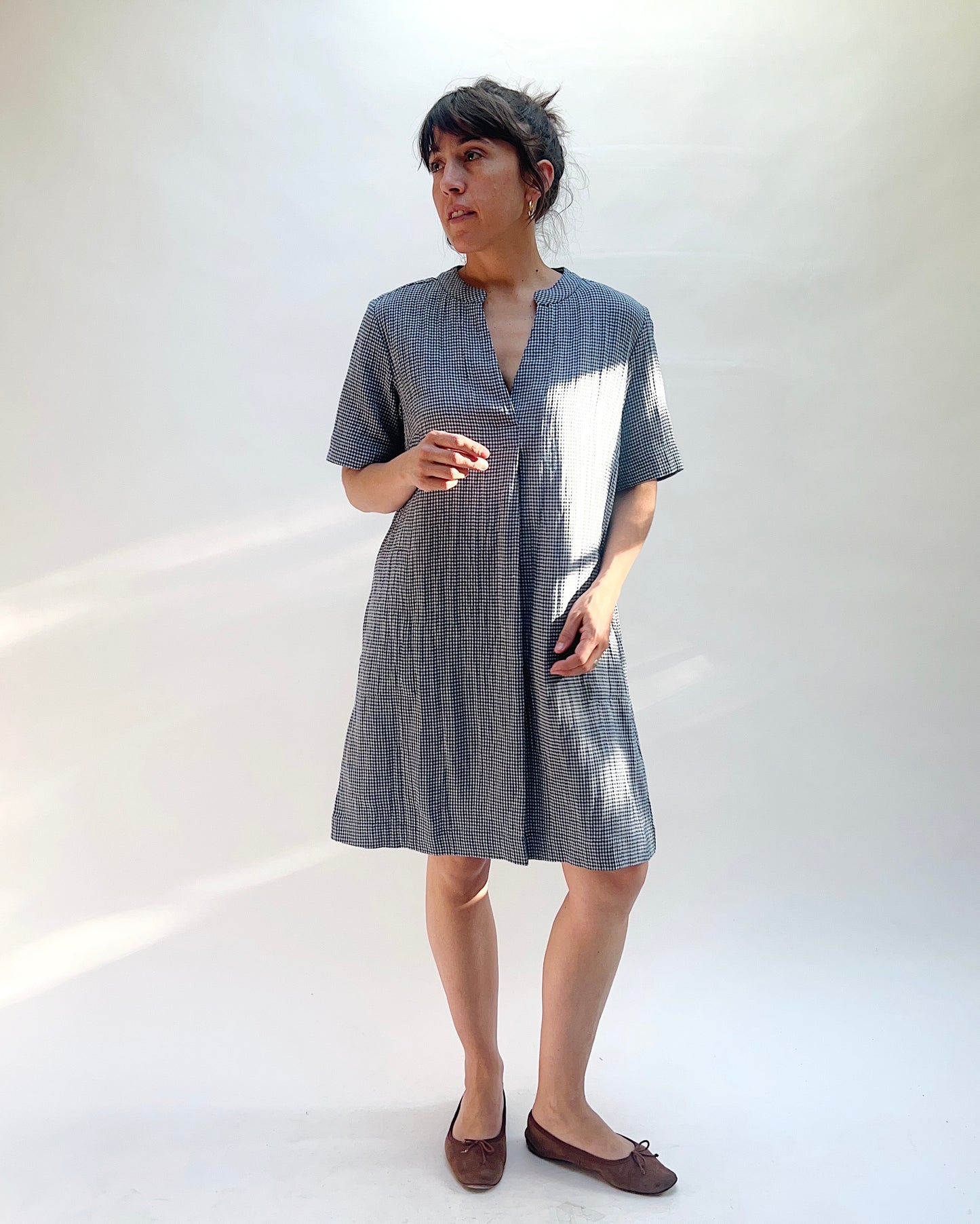 Wren Dress in Navy Check