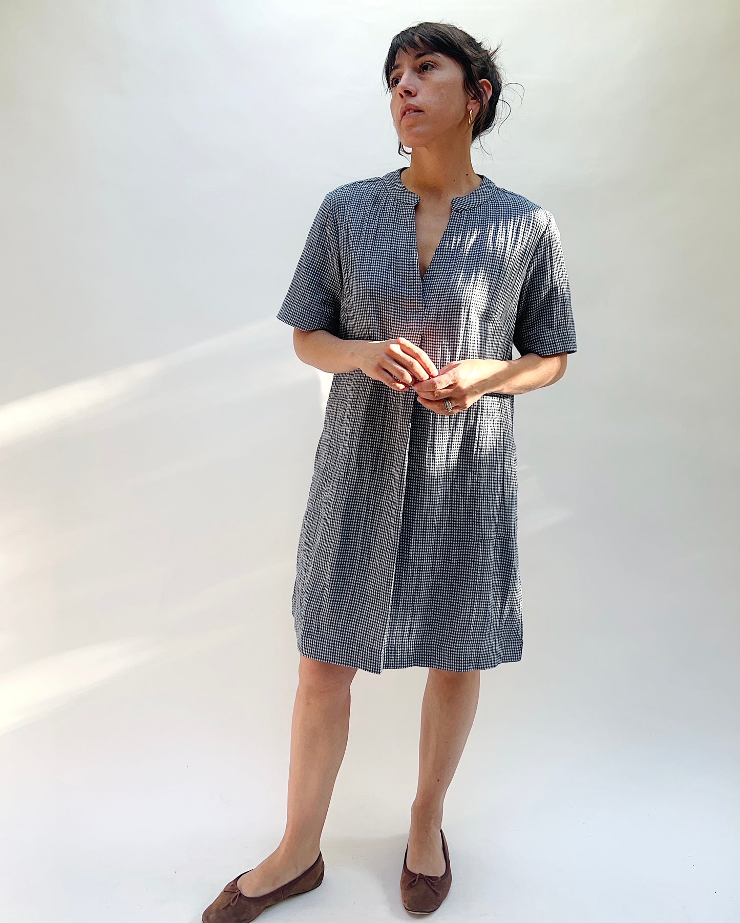 Wren Dress in Navy Check