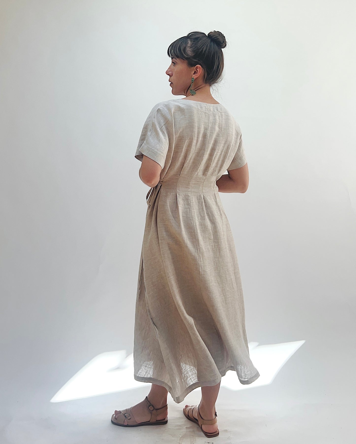 Linen Tie Dress in Oatmeal