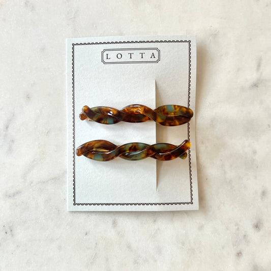 Blue Coffee Hair Twist Clip Set