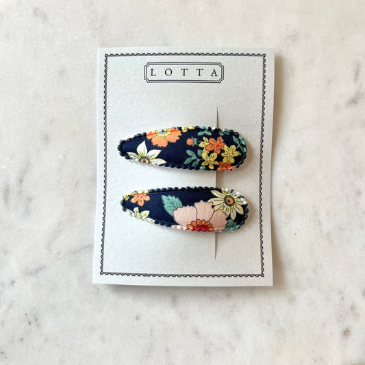Navy Floral Hair Clip Set