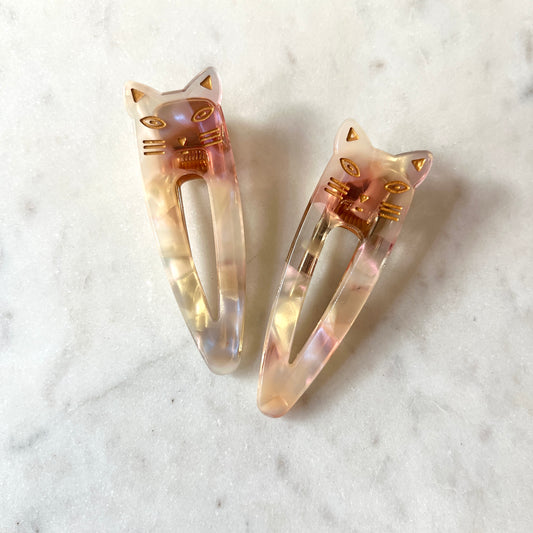 Cat Duo Clips in Pink Pearl