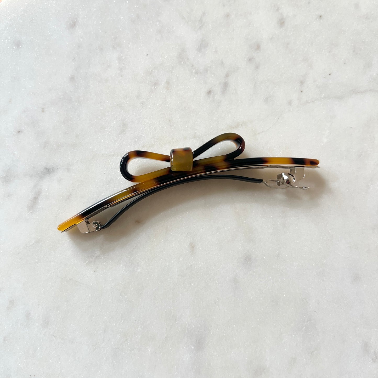 Knotted Bow Barrette in Tortoise