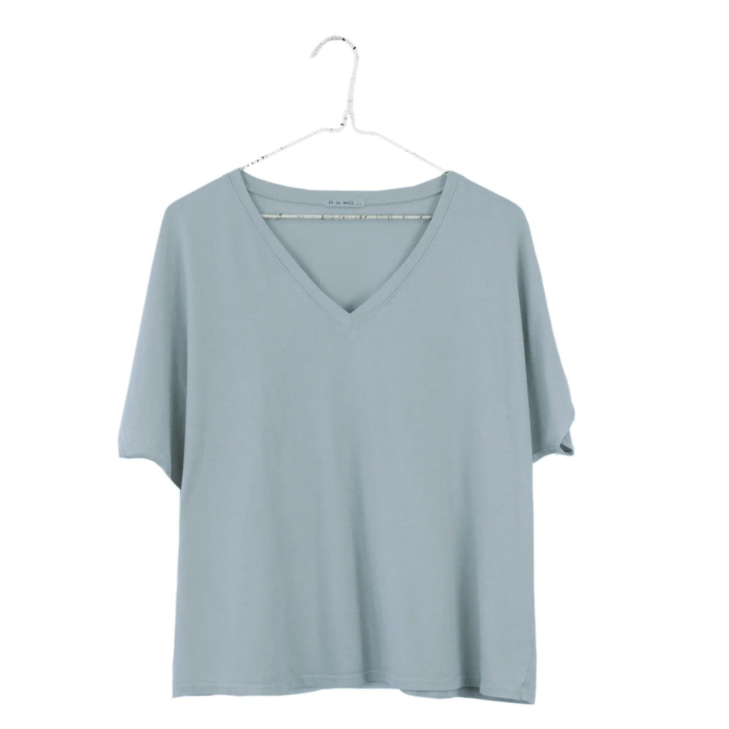 It Is Well | V-Neck Boxy Tee in Misty Sage