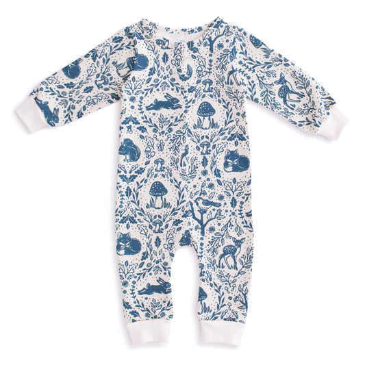 Winter Water Factory | French Terry Jumpsuit in Animal Tapestry Delft Blue