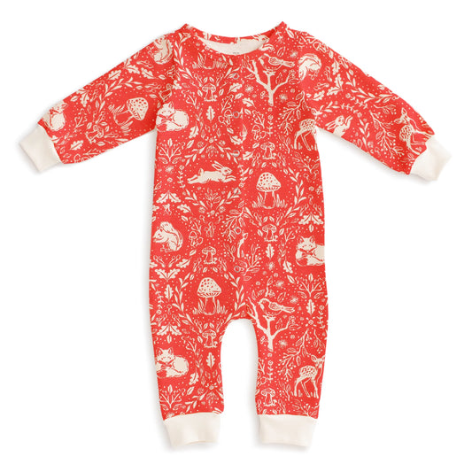 Winter Water Factory | French Terry Jumpsuit in Animal Tapestry Red