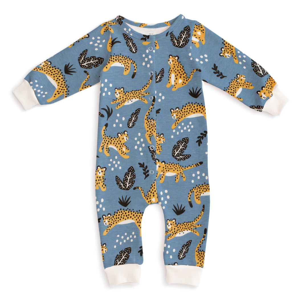 Winter Water Factory | French Terry Jumpsuit in Lake Blue Wildcats Print