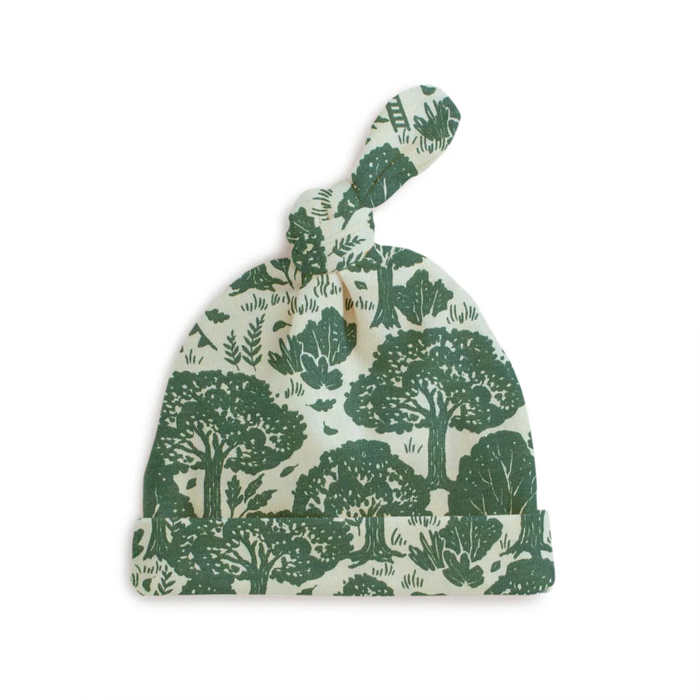 Winter Water Factory | Knotted Baby Hat in Green Treehouses