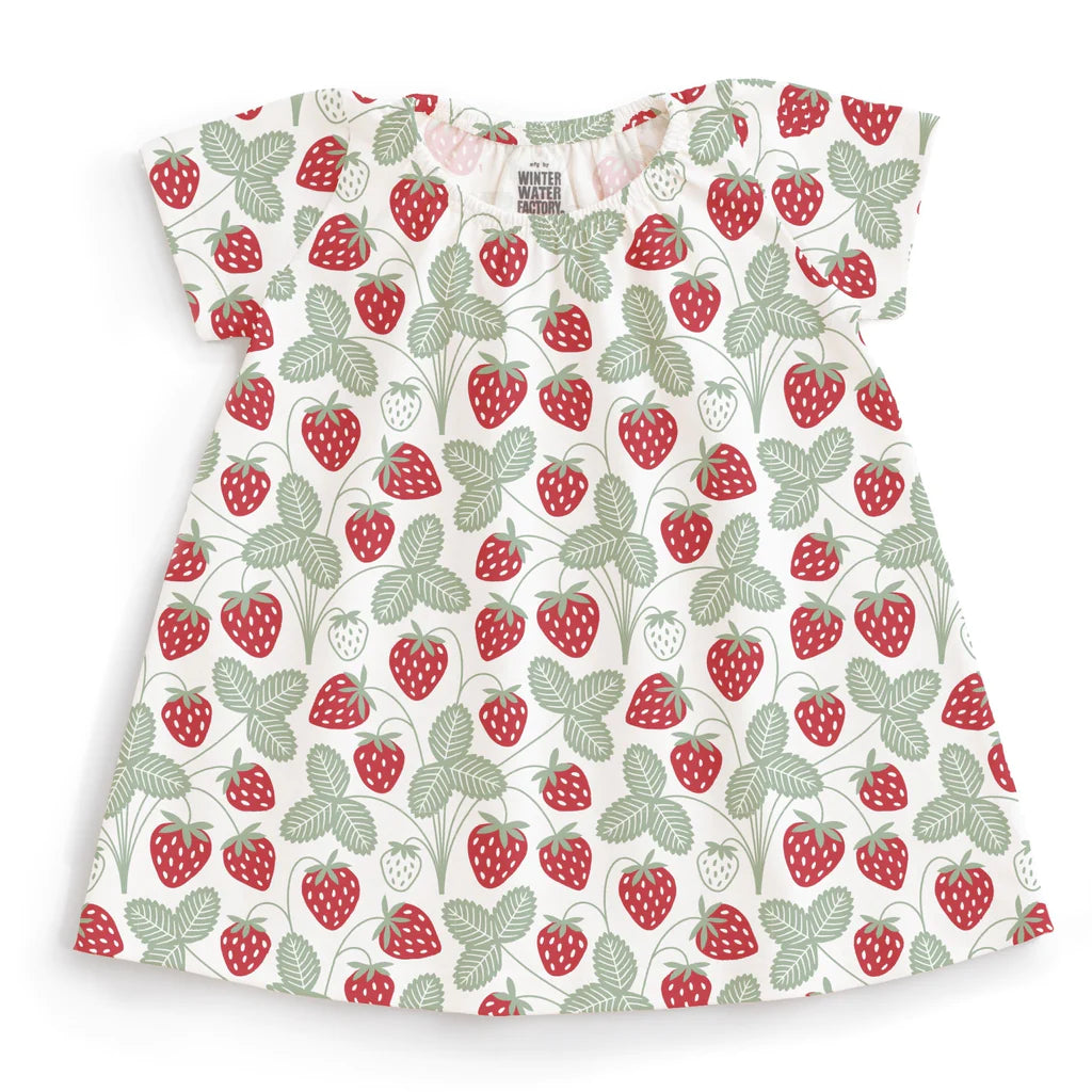 Winter Water Factory | Lily Baby Dress in Strawberries Print