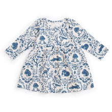 Load image into Gallery viewer, Winter Water Factory | Lausanne Baby Dress in Delft Blue Animal Tapestry
