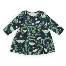 Load image into Gallery viewer, Winter Water Factory | Lausanne Baby Dress in  Luna Moths Night Sky
