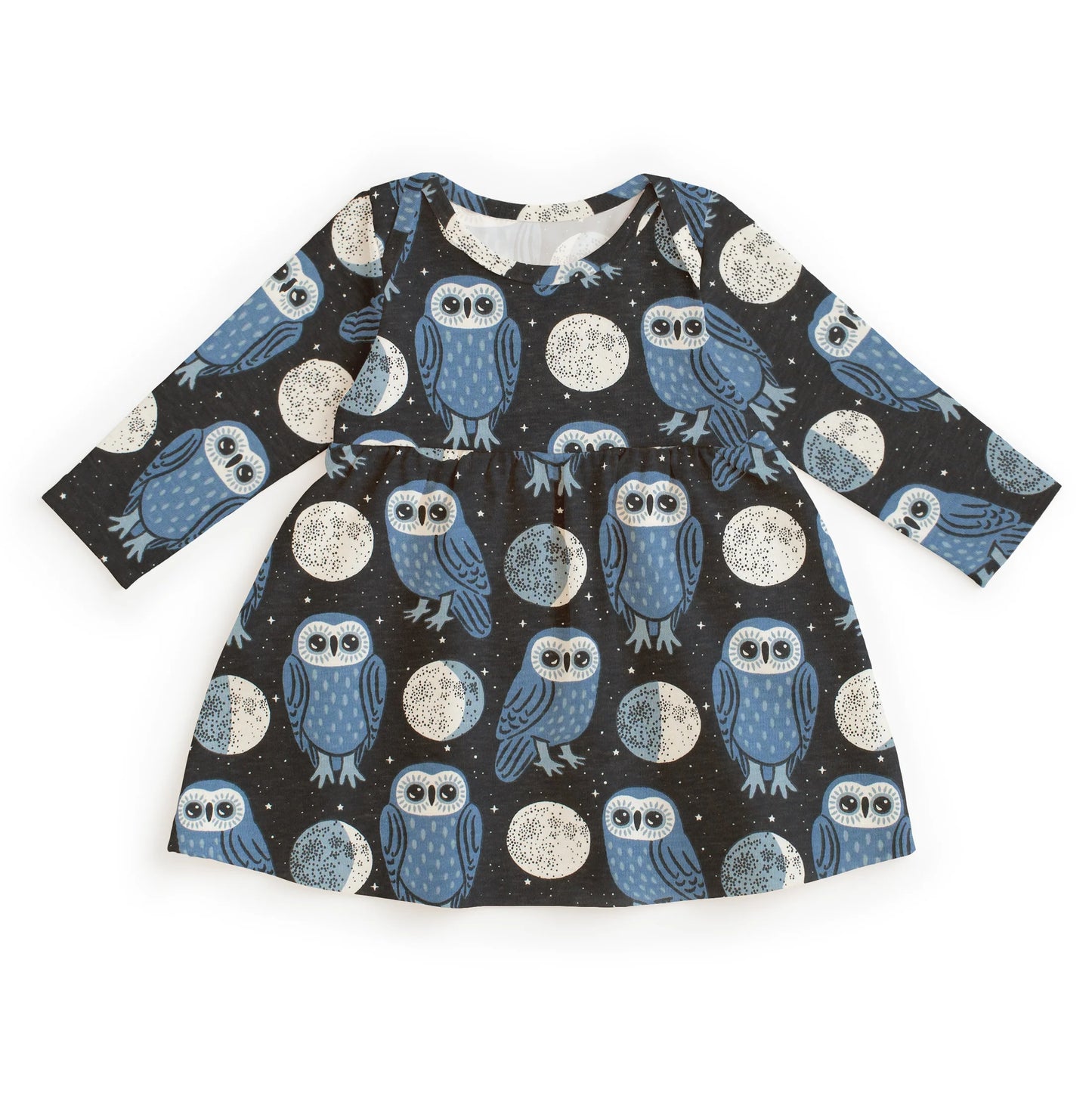 Winter Water Factory | Lausanne Baby Dress in Midnight Owls