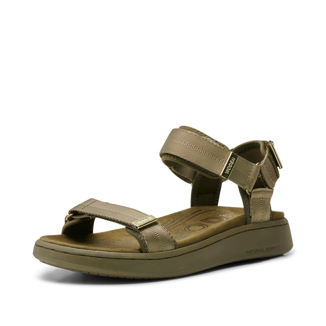 Woden | Line Sandal in Dark Olive