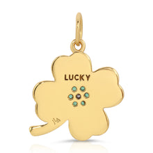 Load image into Gallery viewer, Gold Lucky Clover Necklace with Emerald
