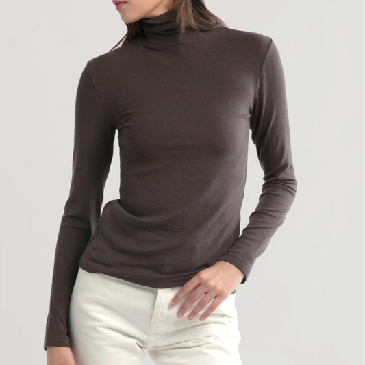 Tencel Wool Blend Turtleneck in Charcoal