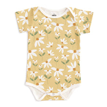 Load image into Gallery viewer, Winter Water Factory | Short-Sleeve Snapsuit in Yellow Daisies Print
