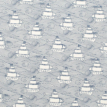 Load image into Gallery viewer, Winter Water Factory | Short-Sleeve Snapsuit in Navy High Seas Print
