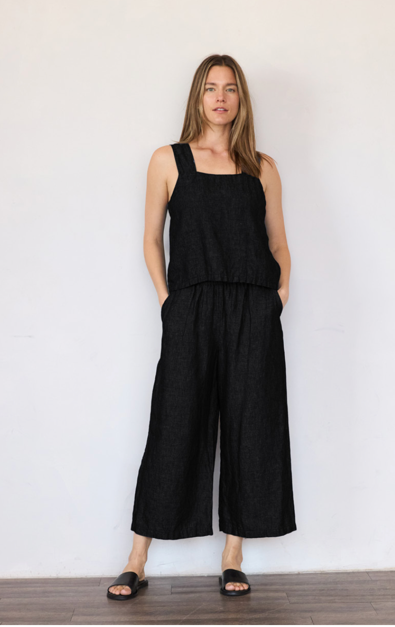 It Is Well | Linen Strap Tank in Black