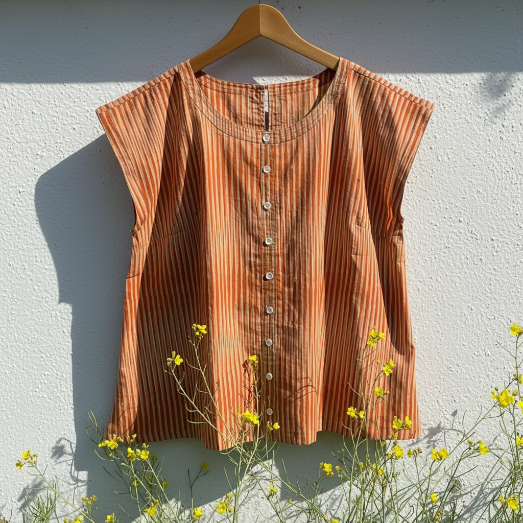 Paulina Blouse in Orange Stripes