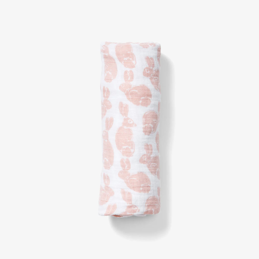 Lewis | Muslin Swaddle in Blush Bunny