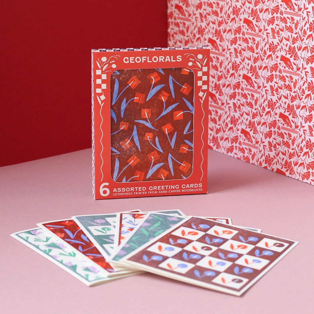 GeoFlorals Assorted Letterpress Cards Set