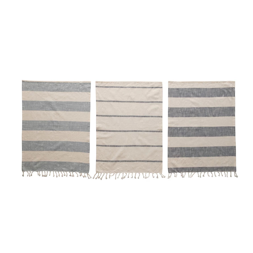Striped Tea Towels with Tassels (Set of 3)